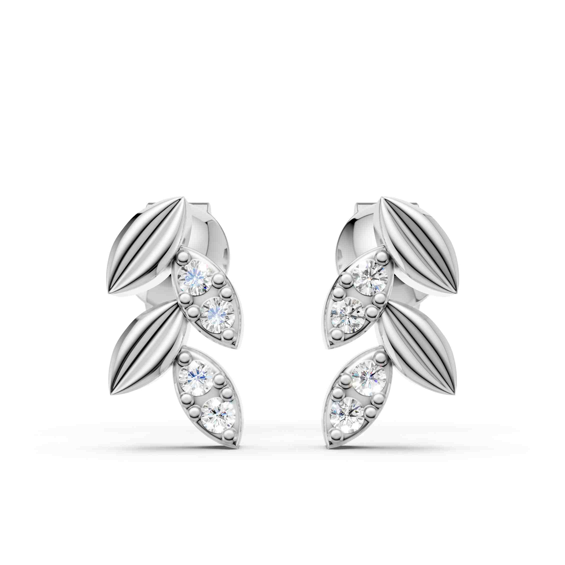 Leaf Drop Diamond Accent Earrings